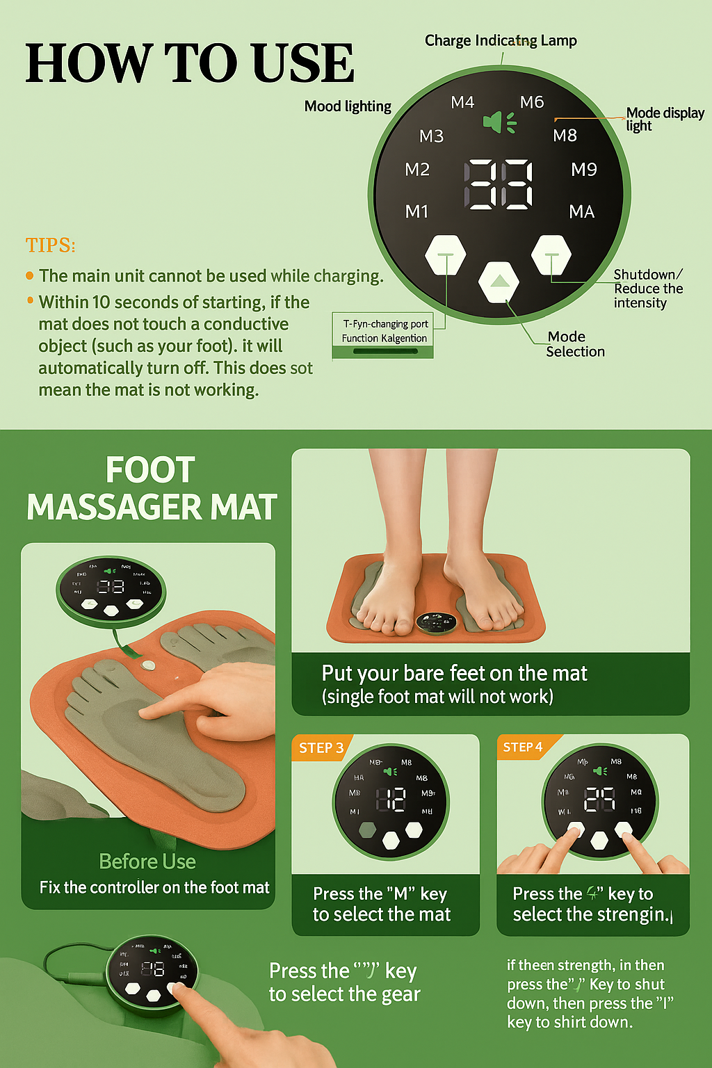 New 3D Electric EMS Foot Massager Pad With Remote, Smart Foldable Foot Muscle Stimulation Massage Mat Feet Relaxation Shaping