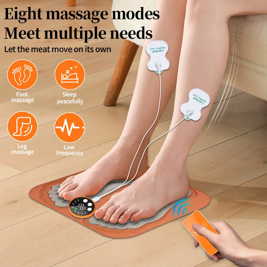 New 3D Electric EMS Foot Massager Pad With Remote, Smart Foldable Foot Muscle Stimulation Massage Mat Feet Relaxation Shaping