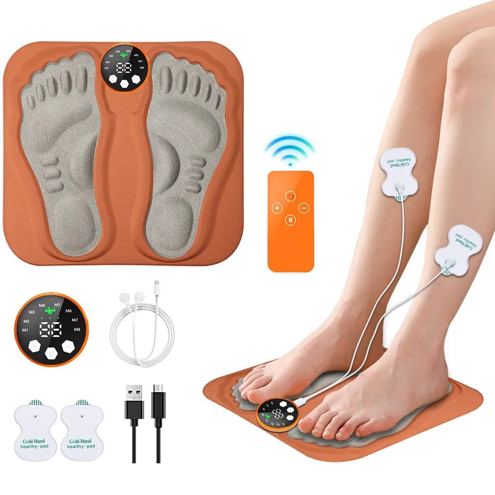 New 3D Electric EMS Foot Massager Pad With Remote, Smart Foldable Foot Muscle Stimulation Massage Mat Feet Relaxation Shaping